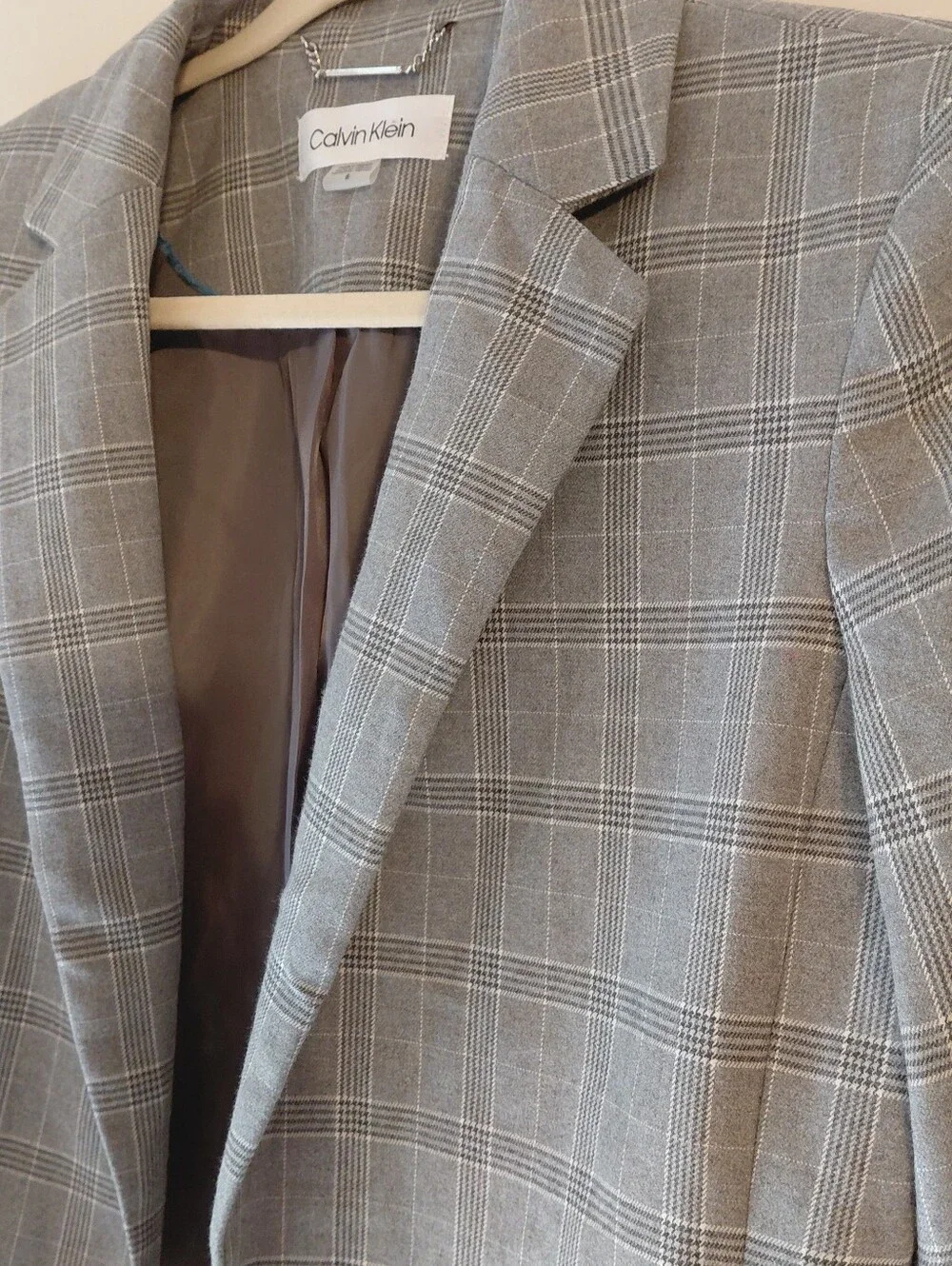 Calvin Klein Gray Plaid Blazer